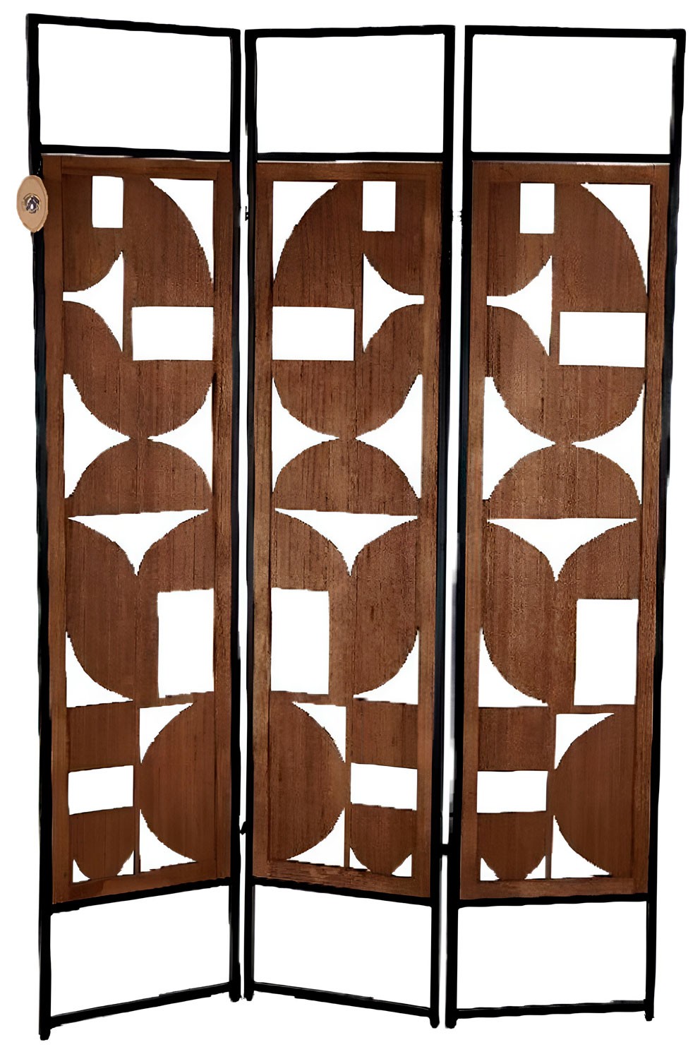 BIOMBO SEPARADOR DECORATIVO GEOMÉTRICO METÁLICO/MDF 170X112CM