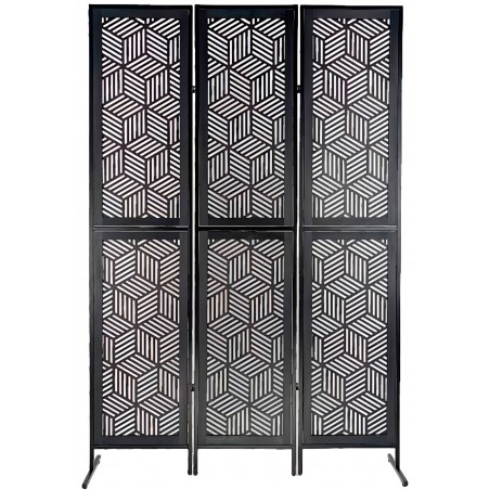 BIOMBO SEPARADOR DECORATIVO BLACK METÁLICO/MDF 170X112CM
