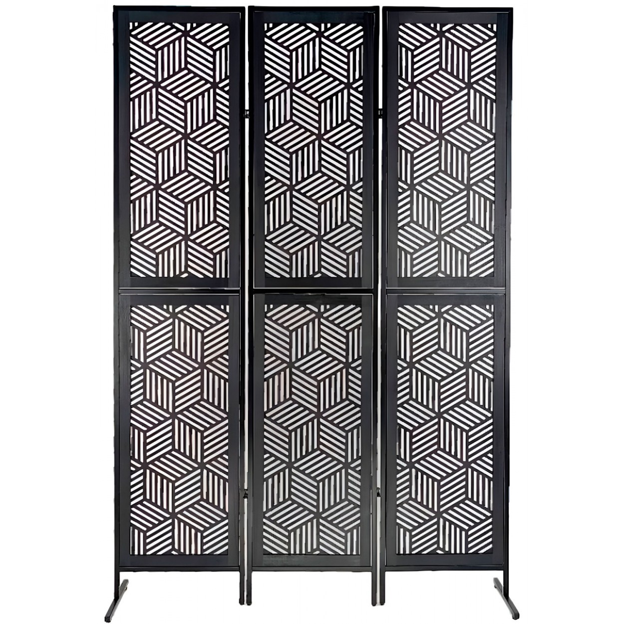 BIOMBO SEPARADOR DECORATIVO BLACK METÁLICO/MDF 170X112CM