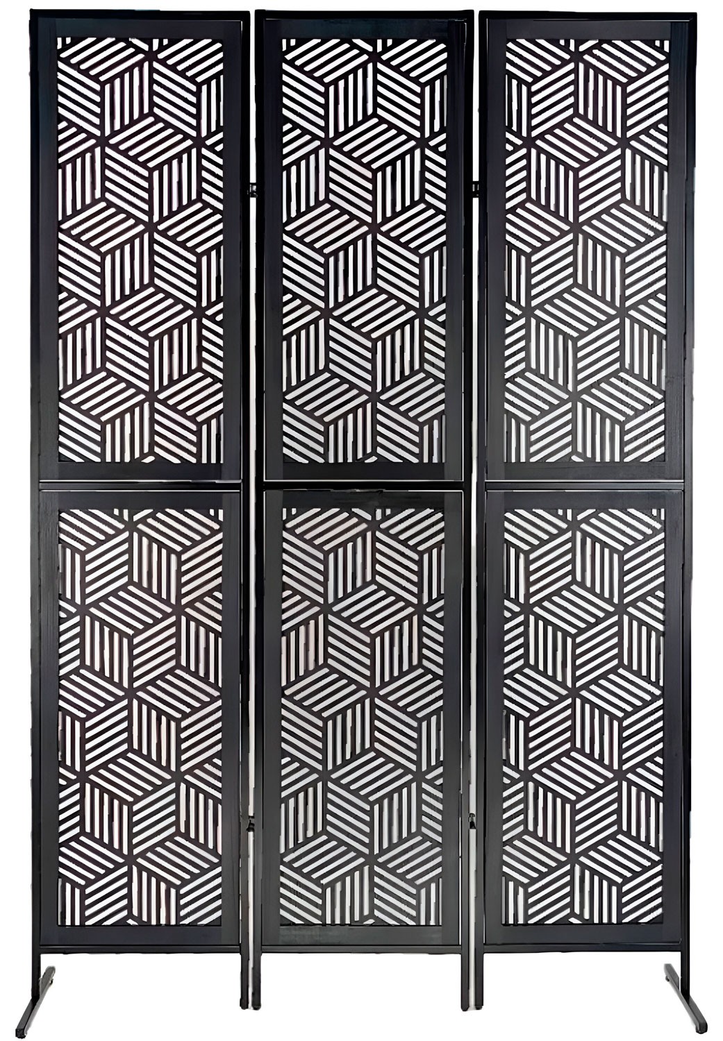BIOMBO SEPARADOR DECORATIVO BLACK METÁLICO/MDF 170X112CM