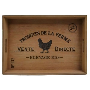 BANDEJA DECORATIVA RECTANGULAR GALLINA 40X30X5CM