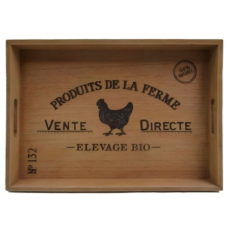 BANDEJA DECORATIVA RECTANGULAR GALLINA 40X30X5CM