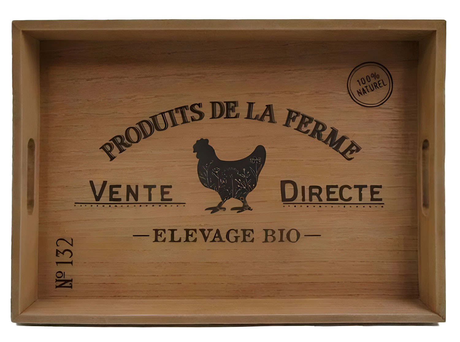 BANDEJA DECORATIVA RECTANGULAR GALLINA 40X30X5CM