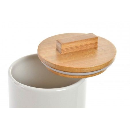 Bote/Tarro Cocina para pasta con Tapa de Bambú, realizado en Gres. Diseño Original 10X10X30 cm.-Hogarymas-