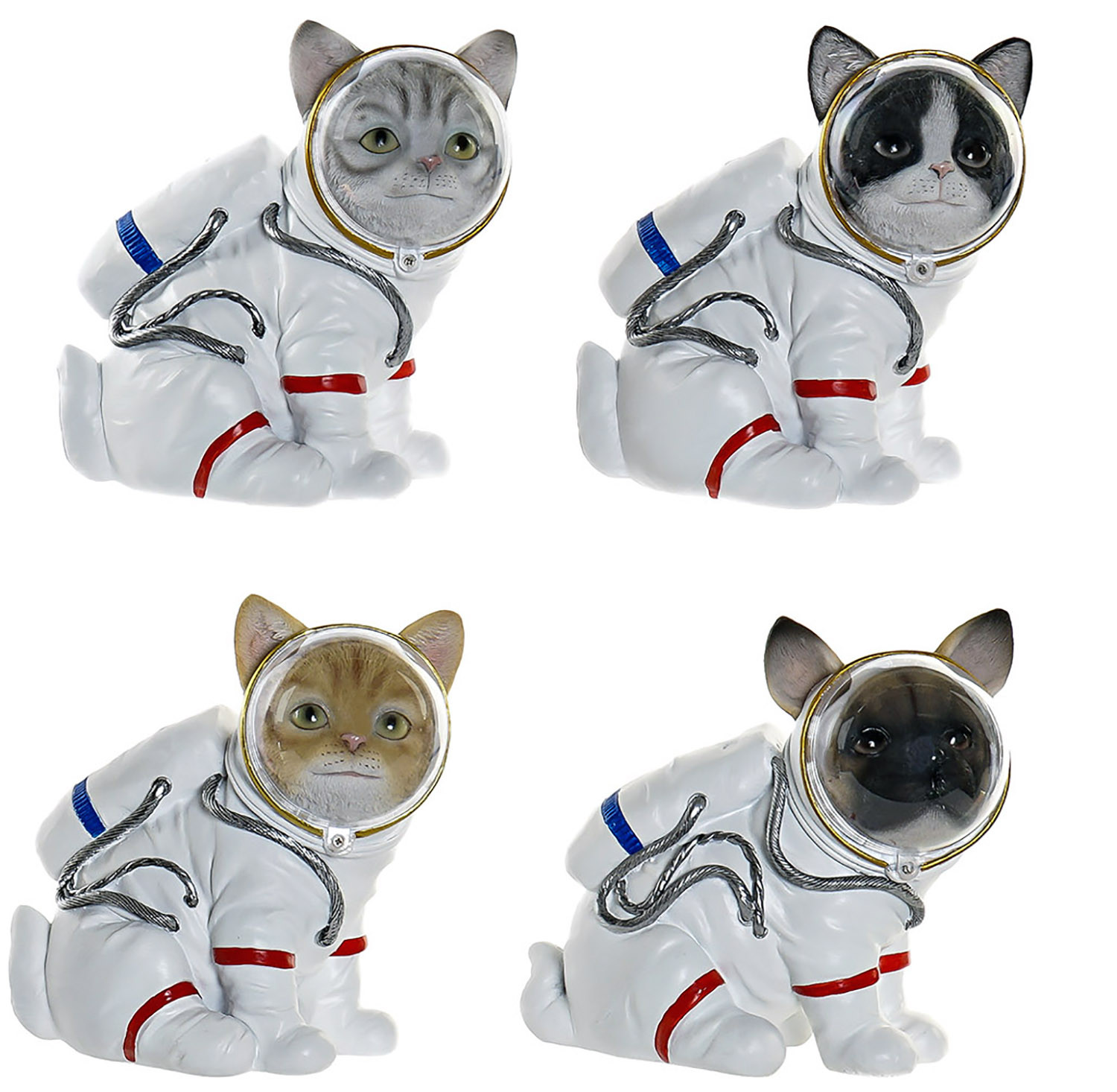 Perro/Gato Figura Decorativa de Resina, Perro Decoración Infantil de Interior. Diseño Figura Gato Astronauta 18X12X16,5 cm