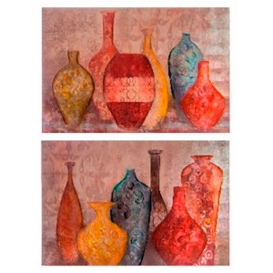 CUADRO DECORATIVO JARRONES LIENZO 90X60X3,8CM