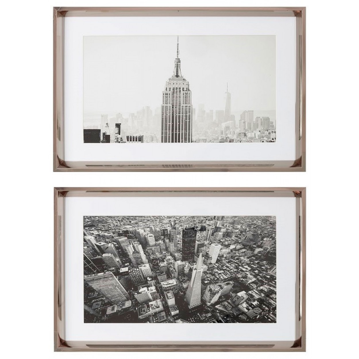 CUADRO DECORATIVO SALÓN NUEVA YORK BORDE PLATEADO 60X40X3,5CM