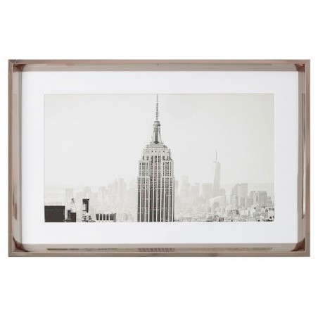 CUADRO DECORATIVO SALÓN NUEVA YORK BORDE PLATEADO 60X40X3,5CM