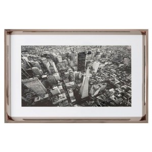 CUADRO DECORATIVO SALÓN NUEVA YORK BORDE PLATEADO 60X40X3,5CM
