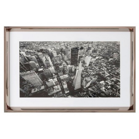 CUADRO DECORATIVO SALÓN NUEVA YORK BORDE PLATEADO 60X40X3,5CM