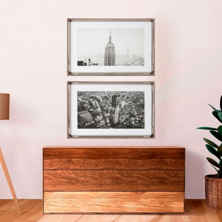 CUADRO DECORATIVO SALÓN NUEVA YORK BORDE PLATEADO 60X40X3,5CM