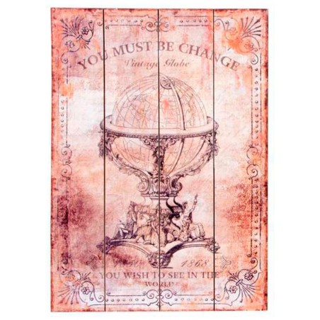 CUADRO DECORATIVO MAPAMUNDI MADERA 44X60X3CM