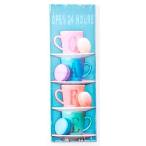 CUADRO DECORATIVO TAZAS COLORES 90X30X3CM