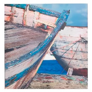 CUADRO DECORATIVO LIENZO BARCAS AZULES 40X40X1,7CM
