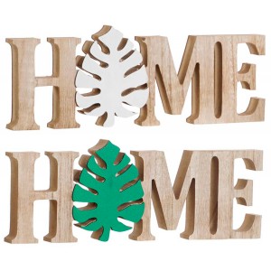 FIGURA DECORATIVA PALABRA HOME HOJA 30X2,5X11CM