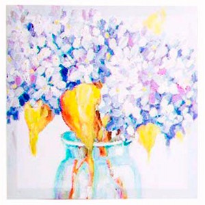 CUADRO DECORATIVO LIENZO FLORES MALVA 38X38X2CM