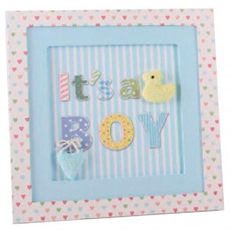 CUADRO DECORATIVO INFANTIL CARTÓN Y TELA 24X24X2CM
