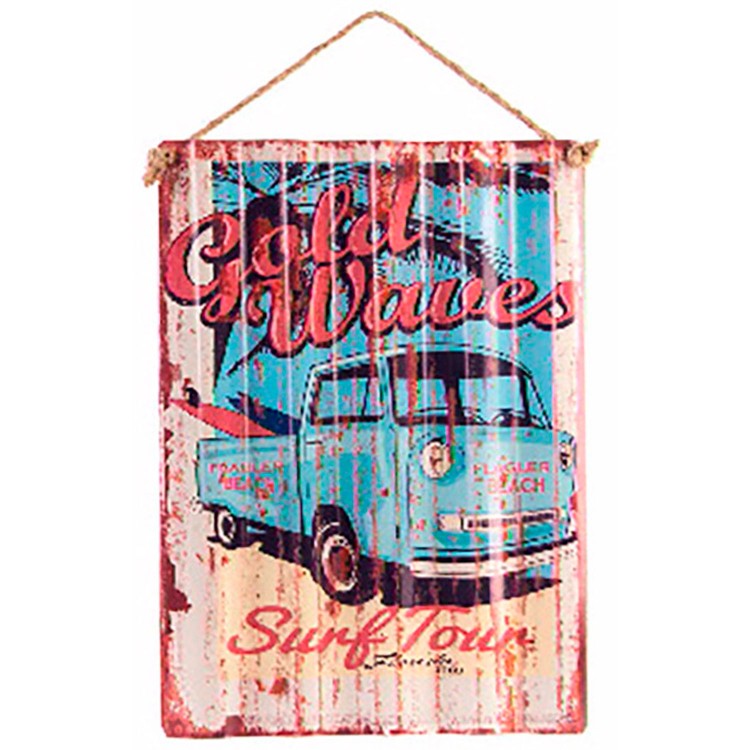 CUADRO DECORATIVO METÁLICO FURGONETA VINTAGE 26X40CM