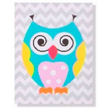 CUADRO DECORATIVO LIENZO BUHO COLORES 30X40X2CM