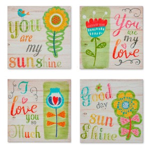 CUADRO DECORATIVO LIENZO FRASES FLORES 28X1,5X28CM