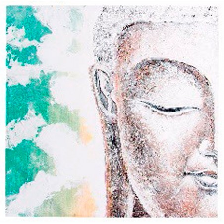 CUADRO DECORATIVO LIENZO RELIEVE BUDA 80X80X2,8CM