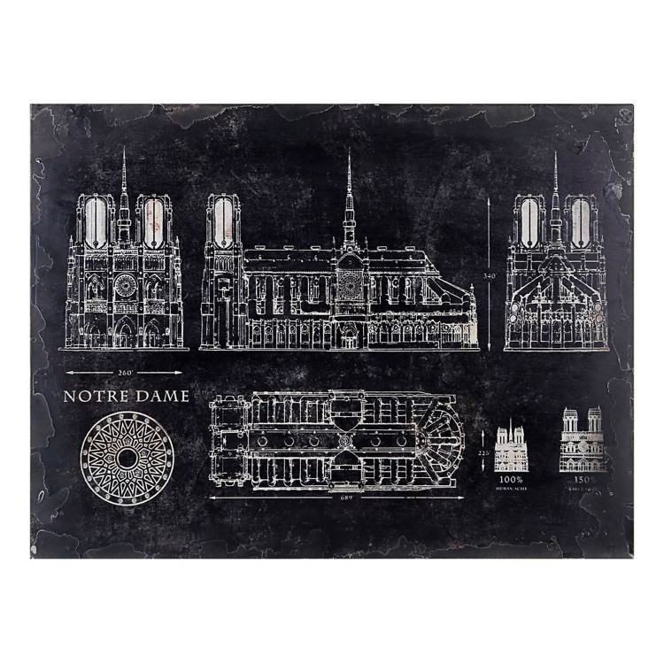 CUADRO NOTRE DAME DE PARIS BLANCO Y NEGRO 80X4X60CM