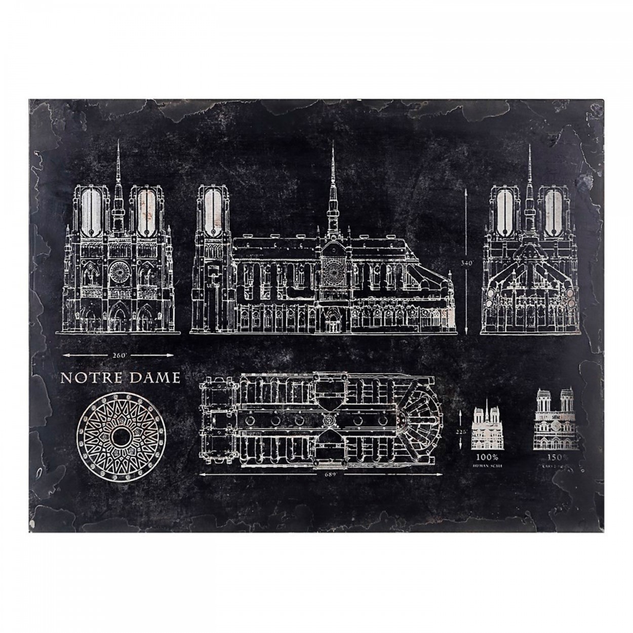 CUADRO NOTRE DAME DE PARIS BLANCO Y NEGRO 80X4X60CM