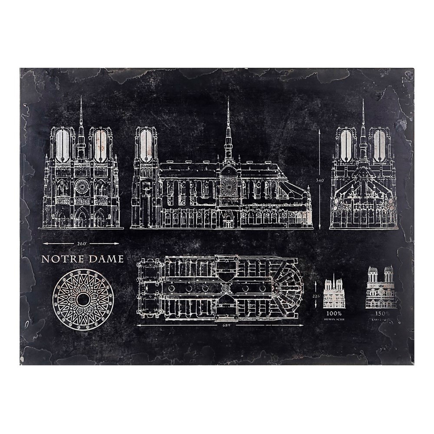 CUADRO NOTRE DAME DE PARIS BLANCO Y NEGRO 80X4X60CM