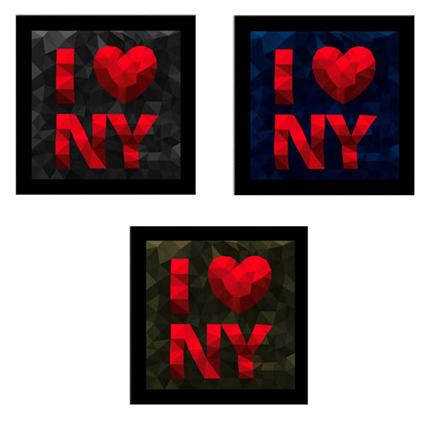 CUADROS LIENZO "I LOVE NEW YORK"DISEÑO GEOMÉTRICO 50X50CM