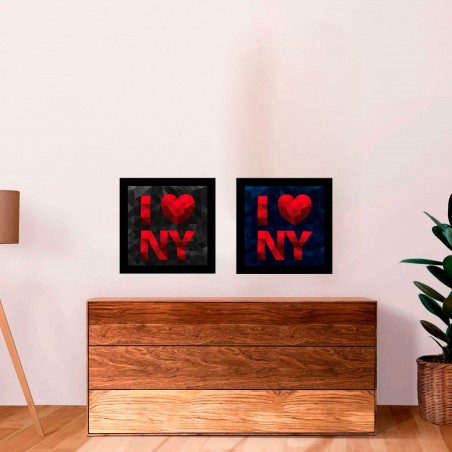 CUADROS LIENZO "I LOVE NEW YORK"DISEÑO GEOMÉTRICO 50X50CM
