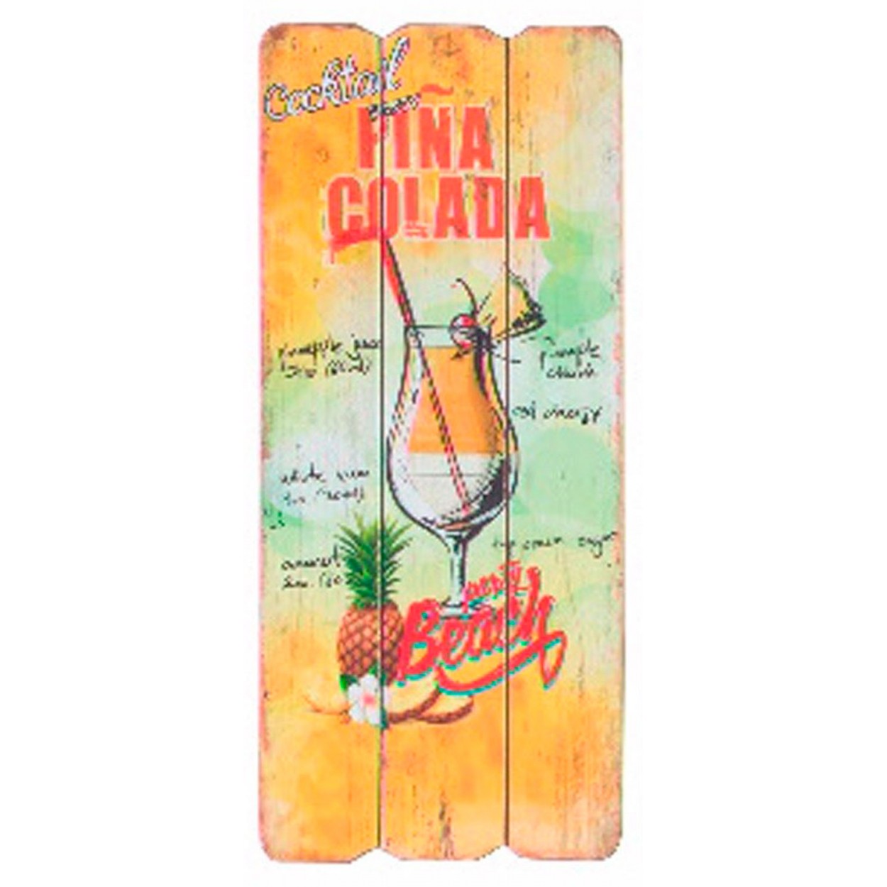 CUADRO DECORATIVO MADERA COCKTAIL 34,5X15X1CM