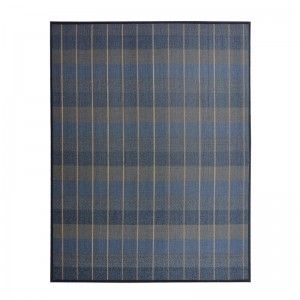 Alfombra de Bambú Natural, para Salón/Comedor, de Cuadros, en Tonalidades Azules, Grises y Beige, de 180cm X 250cm - Hogar y Más