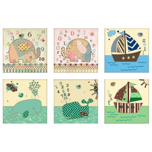 CUADRO DECORATIVO LIENZO INFANTIL DE ANIMALES Y LETRAS 30X2X30CM