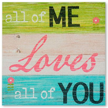 CUADRO DECORATIVO LIENZO FRASE COLORES 28X1,5X28CM