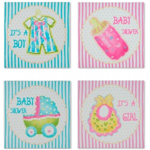 CUADRO DECORATIVO INFANTIL LIENZO BABY SHOWER 28X1,5X28CM