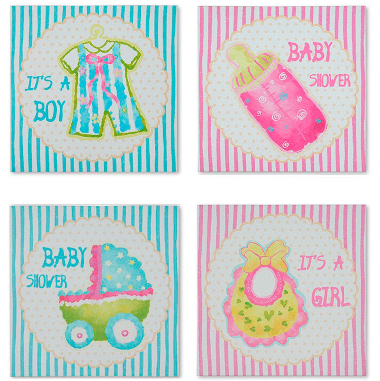 CUADRO DECORATIVO INFANTIL LIENZO BABY SHOWER 28X1,5X28CM