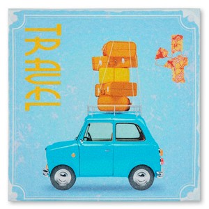 CUADRO DECORATIVO LIENZO COCHE VIAJERO 28X1,5X27CM