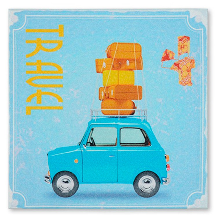 CUADRO DECORATIVO LIENZO COCHE VIAJERO 28X1,5X27CM
