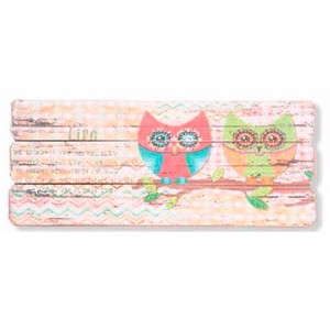 CUADRO DECORATIVO MADERA BÚHO RAMA 34,5X15X2CM