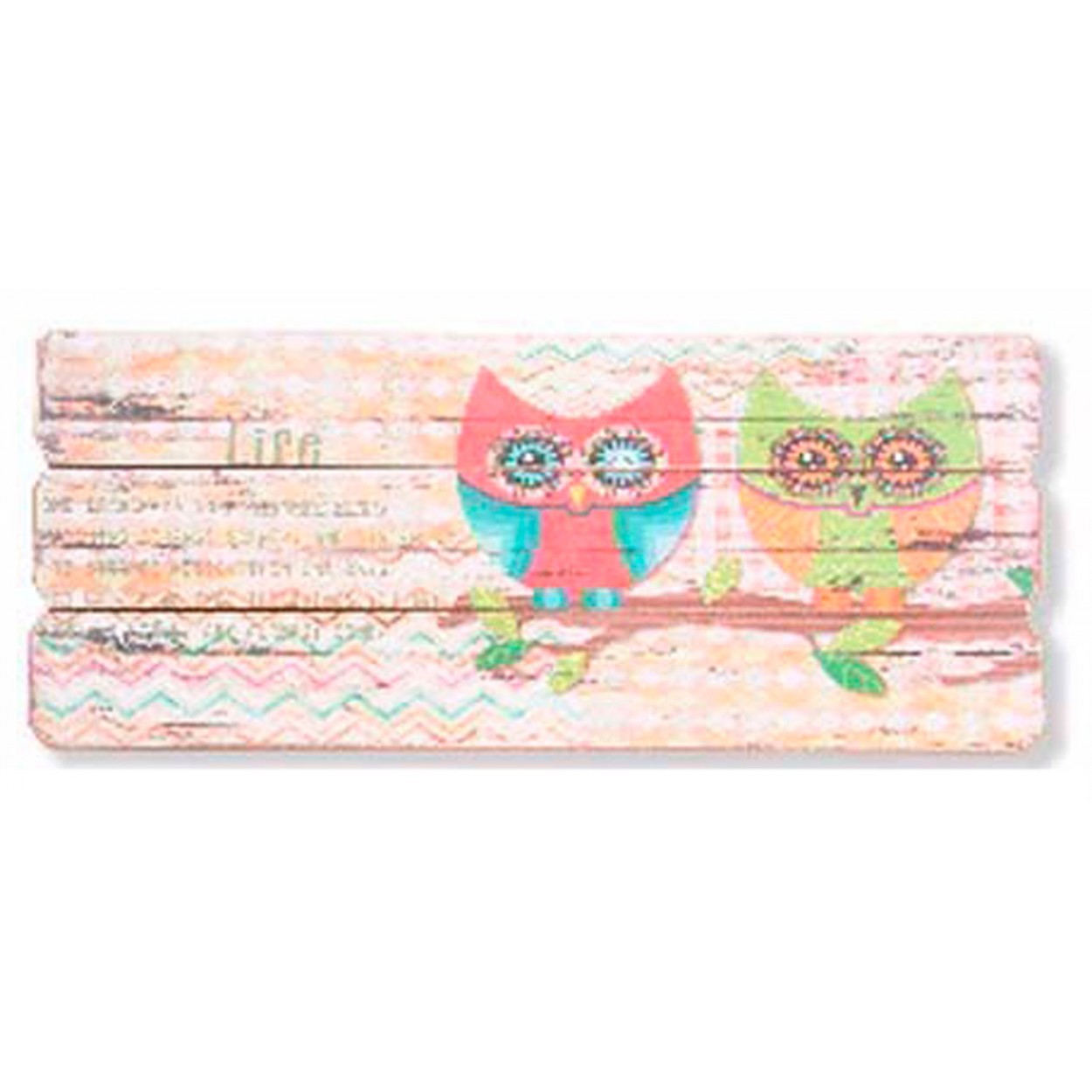 CUADRO DECORATIVO MADERA BÚHO RAMA 34,5X15X2CM