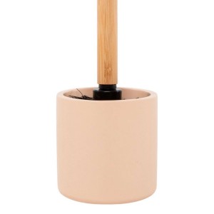 ESCOBILLERO DE BAÑO RESINA ROSA PASTEL BAMBÚ 9,8X9,8X36CM