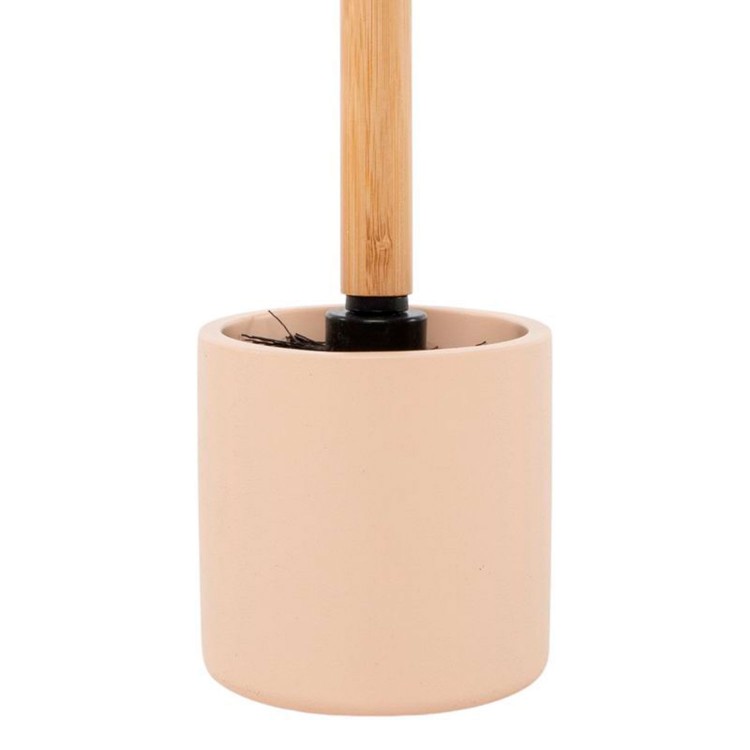 ESCOBILLERO DE BAÑO RESINA ROSA PASTEL BAMBÚ 9,8X9,8X36CM