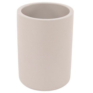 VASO PORTACEPILLOS RESINA GRIS PASTEL ACABADO CHIC 7,5X7,5X10,2CM