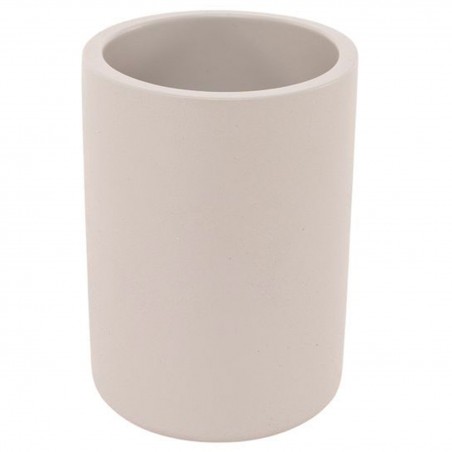 VASO PORTACEPILLOS RESINA GRIS PASTEL ACABADO CHIC 7,5X7,5X10,2CM