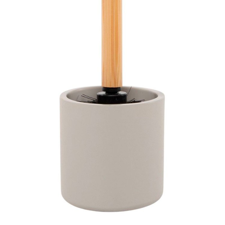 ESCOBILLERO DE BAÑO RESINA GRIS PASTEL BAMBÚ 9,8X9,8X36CM