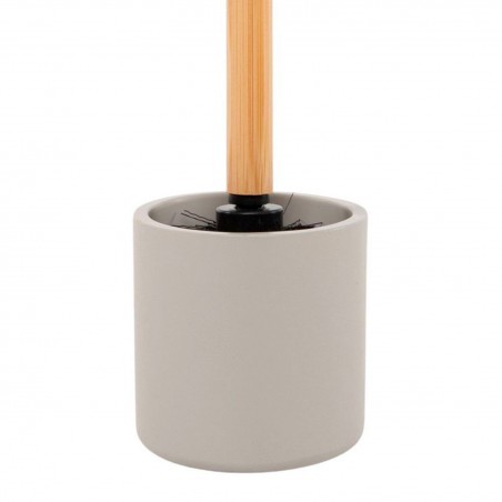 ESCOBILLERO DE BAÑO RESINA GRIS PASTEL BAMBÚ 9,8X9,8X36CM