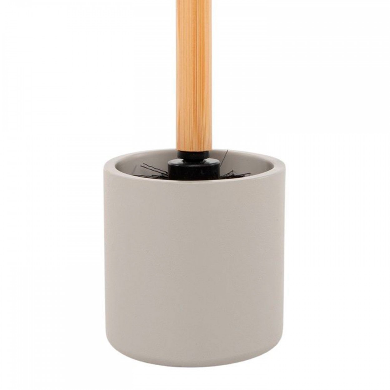 ESCOBILLERO DE BAÑO RESINA GRIS PASTEL BAMBÚ 9,8X9,8X36CM