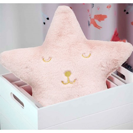 COJÍN INFANTIL DECORATIVO ROSA ESTRELLA 39X39CM