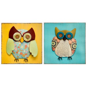 CUADRO DECORATIVO METÁLICO DISEÑO BÚHO 30X30CM