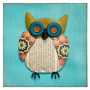 CUADRO DECORATIVO METÁLICO DISEÑO BÚHO 30X30CM